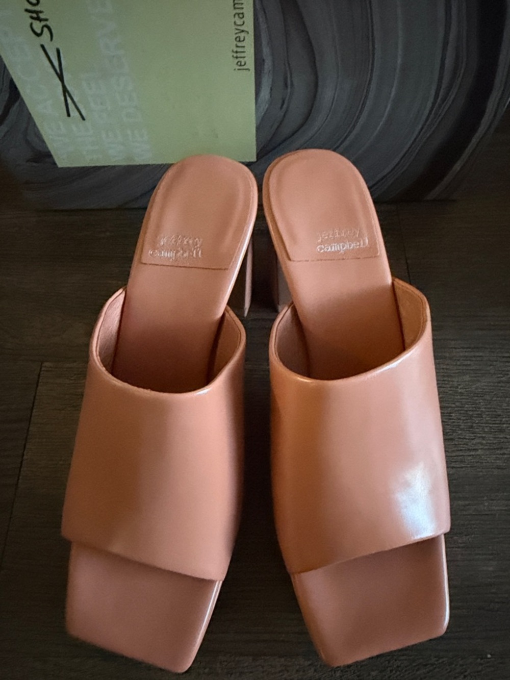 Jeffrey Campbell Peach/Salmon Leather Block Heel Mules - Picture 2 of 6